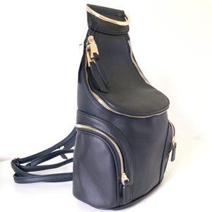Nine West Black Sling Backpack Faux Leather